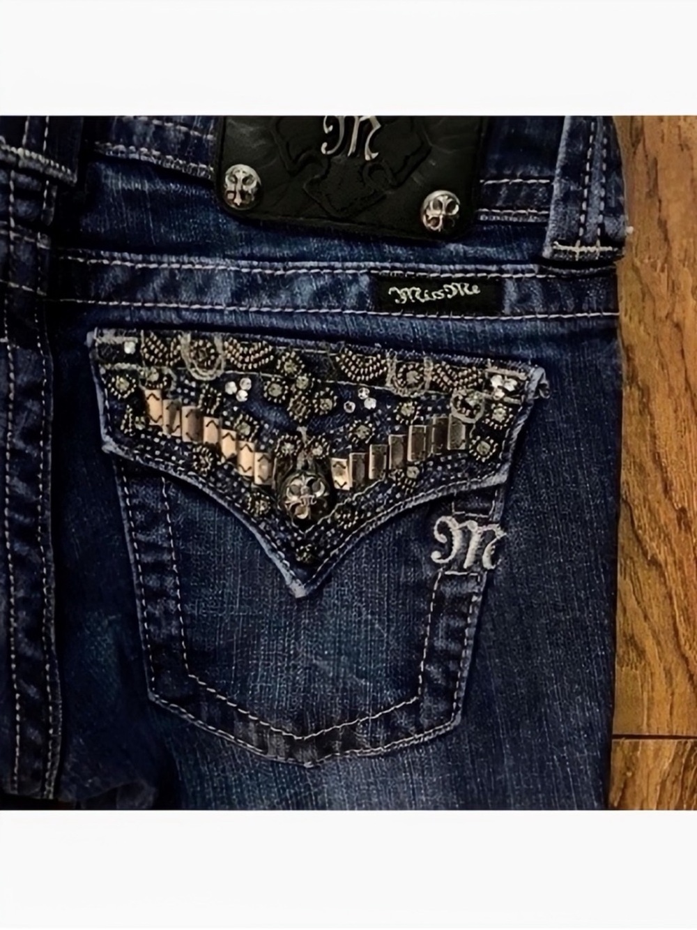 Gorgeous Vintage Y2K Miss Me Boot Jeans With Embellished Pockets 27-1/2” Inseam